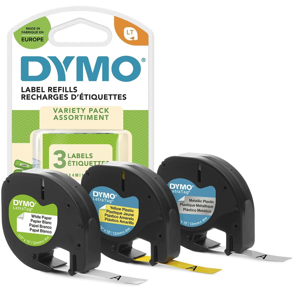 DYMO LetraTag Assorted 3 Pack Label-Making Tape