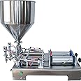DMC-FPPS Horizontal Pneumatic Liquid and Paste Filling Machine 10-100ml Double Nozzle Piston Filler Semi-Automatic Paste Dispenser for Oil, Cream, Lotion, Honey and Butter