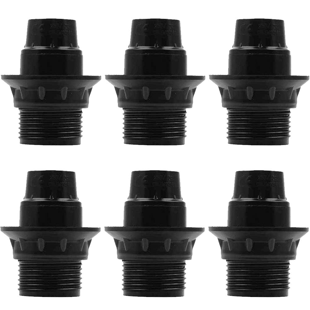 BETOY 6 Pieces Lamp Holder E14 Socket Lamp Bulb 250V 4A Plastic Light Bulb Socket Holder External Thread Retro Style (Black)