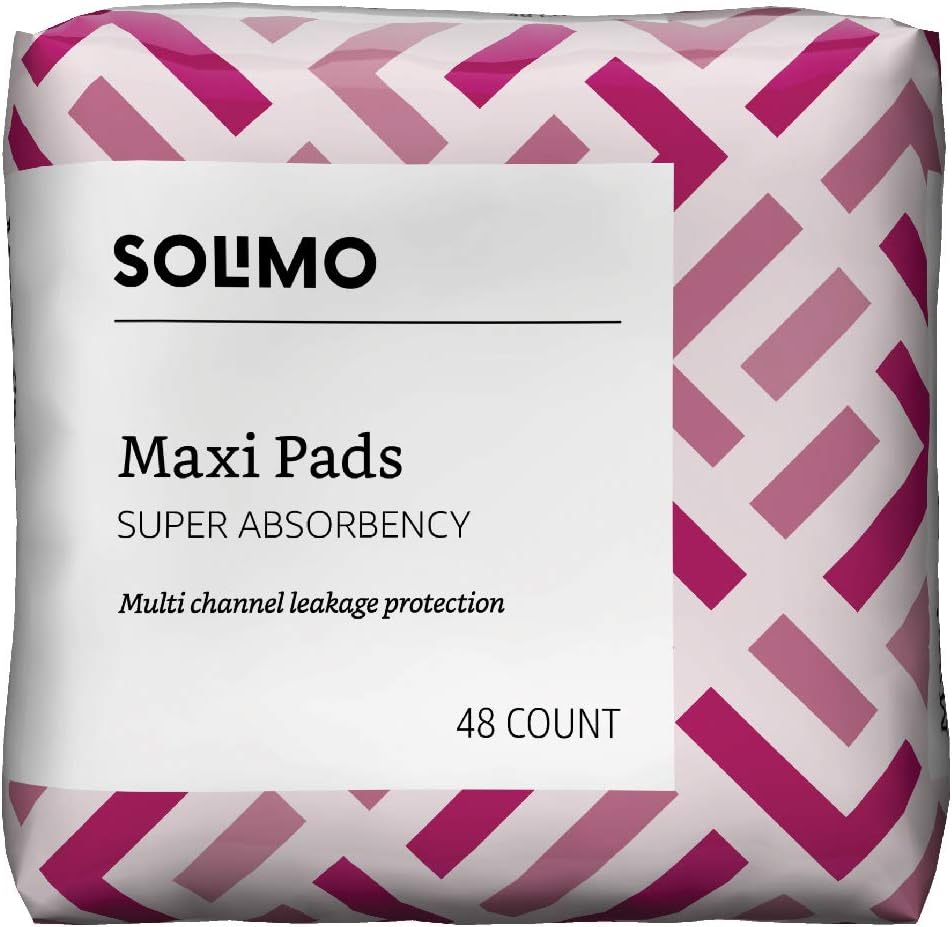  Brand - Solimo Thick Maxi Pads for Periods, Super Absorbency, Unscented, 192 Count, 4 Pack: Health & Personal Care