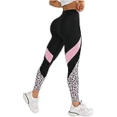 SweatyRocks Women's High Waisted Leggings Color Block Yoga Pants Workout Running Stretchy Seamless Legging