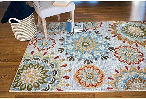 OSD 5' x 8' Home Goddess Color Floral Medallion Area Rug, Flower Geometric Patterned Dining Living Room Daisy Blossom Decorative Stylish Relaxed Lovely Look Perfect Your Home Decor