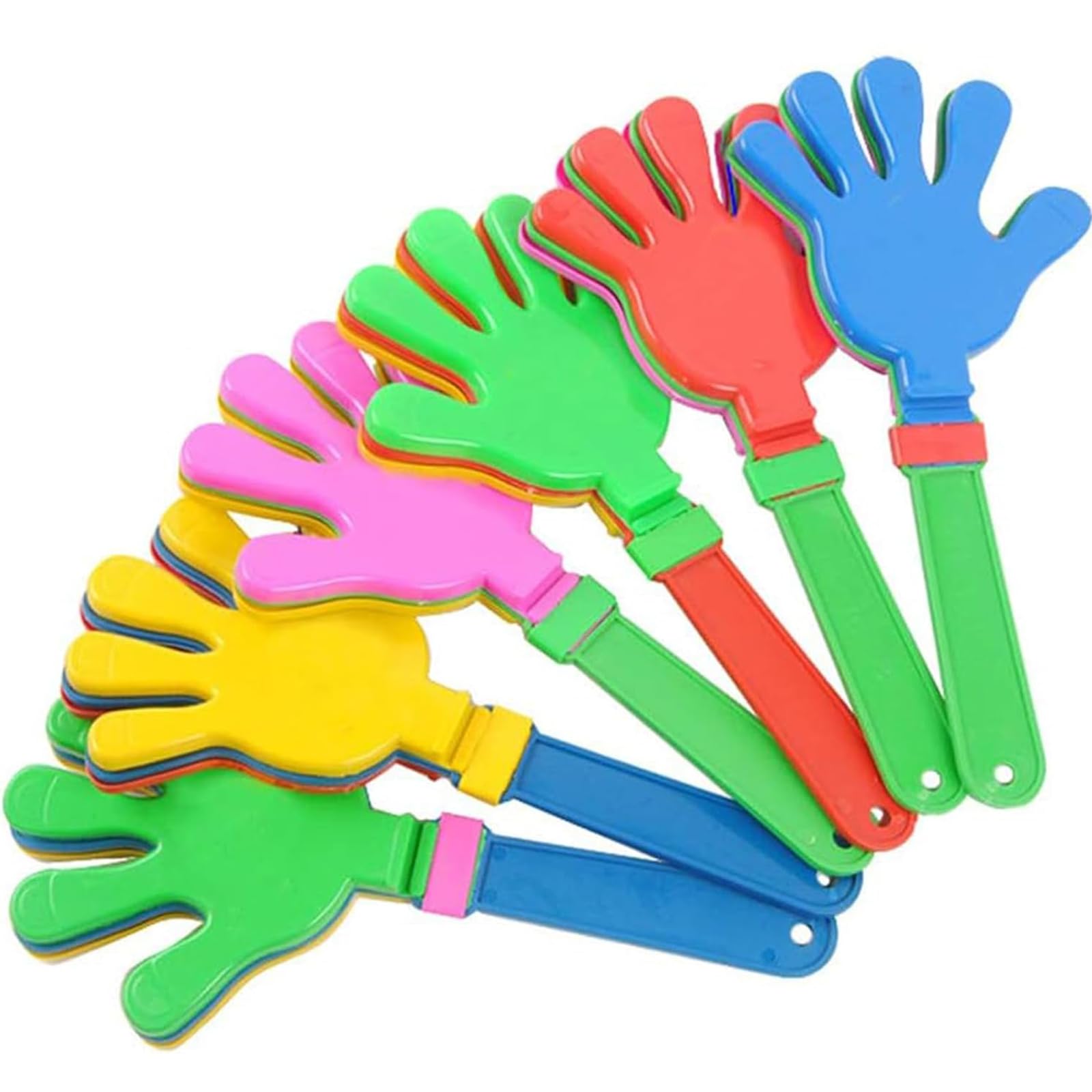 Photo 1 of 10 Pcs 11 Inch Hand Clappers Noisemaker Noise Maker Colorful Large Noisemaker Plastic Clapper Noisemaker for Sporting Events Fiesta Birthday Cheers Supplies for Kids 3+