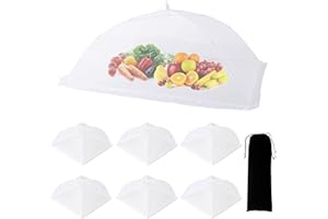 ZMCINER 7 Pack Food Tents Food Covers for Outdoors Mesh Screen Include 1 Extra Large (40"X 24") & 6 Standard (17"X 17") Collapsible and Reusable Mesh Food Covers for Outside, BBQ Party Supplies, Fruit