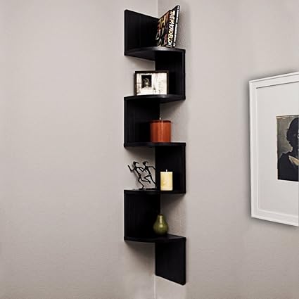 A10shop Zigzag Corner Wall Mount Shelf Unit Racks And Shelves Wall Shelf Book Shelf Wall Decoration Display Unit Large Wenge Amazon In Electronics