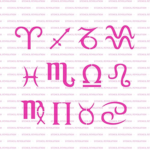 Zodiac Symbols Stencil Template - Reusable Stencil with Multiple Sizes Available