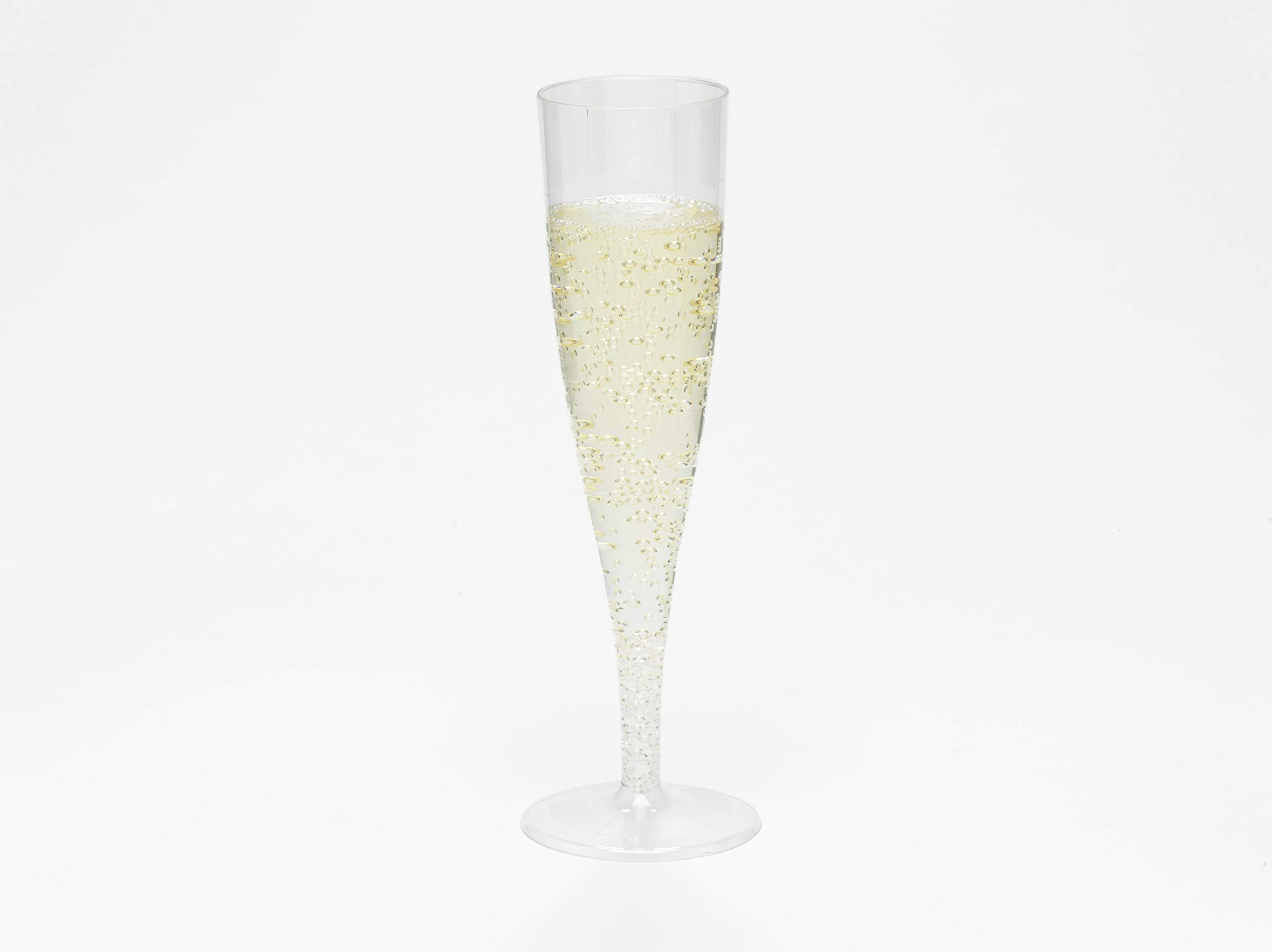 Regalzone ™ 50 x Clear Plastic Champagne Flute Glasses 160ml UK CA Marked at 125ml. Perfect for Weddings, Parties and Outdoor and Indoor Events