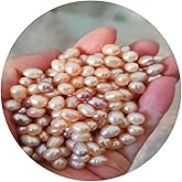 50 Pcs Real Pearls for Jewelry Making AAA 7-8 mm Non-Porous Natural Pearls Beads Oval Bead Loose Gemstone Bead Crafts Gift for Women,DIY Gifts.
