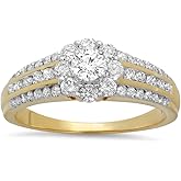 Dazzlingrock Collection 1.25 Ctw Round Natural Diamond Women Bridal Ring Engagement 1 1/4 CT,Yellow Real Solid Gold