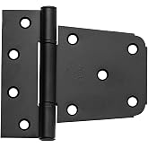 National Hardware Extra Heavy Gate Hinge, 3-1/2", Steel, Matte Black | Fits Narrow Mounting Surfaces on Gates, Sheds, Storage Bins and Tool Boxes; offset Screw Holes