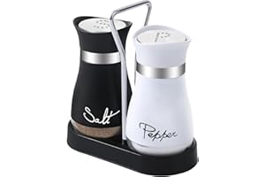 2 Pieces Salt and Pepper Shakers Set, Spice Dispenser with Stainless Steel Lid Pour Holes Glass Refillable Pepper Shaker Seas