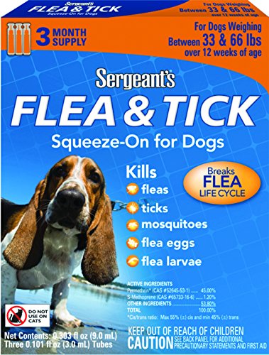 Sergeant's Flea & Tick Squeeze-On For Dog, Over 33 Lb