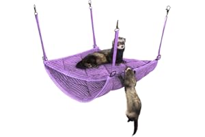 2 Brothers Wholesale Ferret Hammock for Cage - Plush Double Bunk Bed Hanging Clips - Perfect for 2 or More Small Pets! (Rats, Ferrets, Hamsters, Guinea Pigs, Chinchillas & Squirrels) - Purple