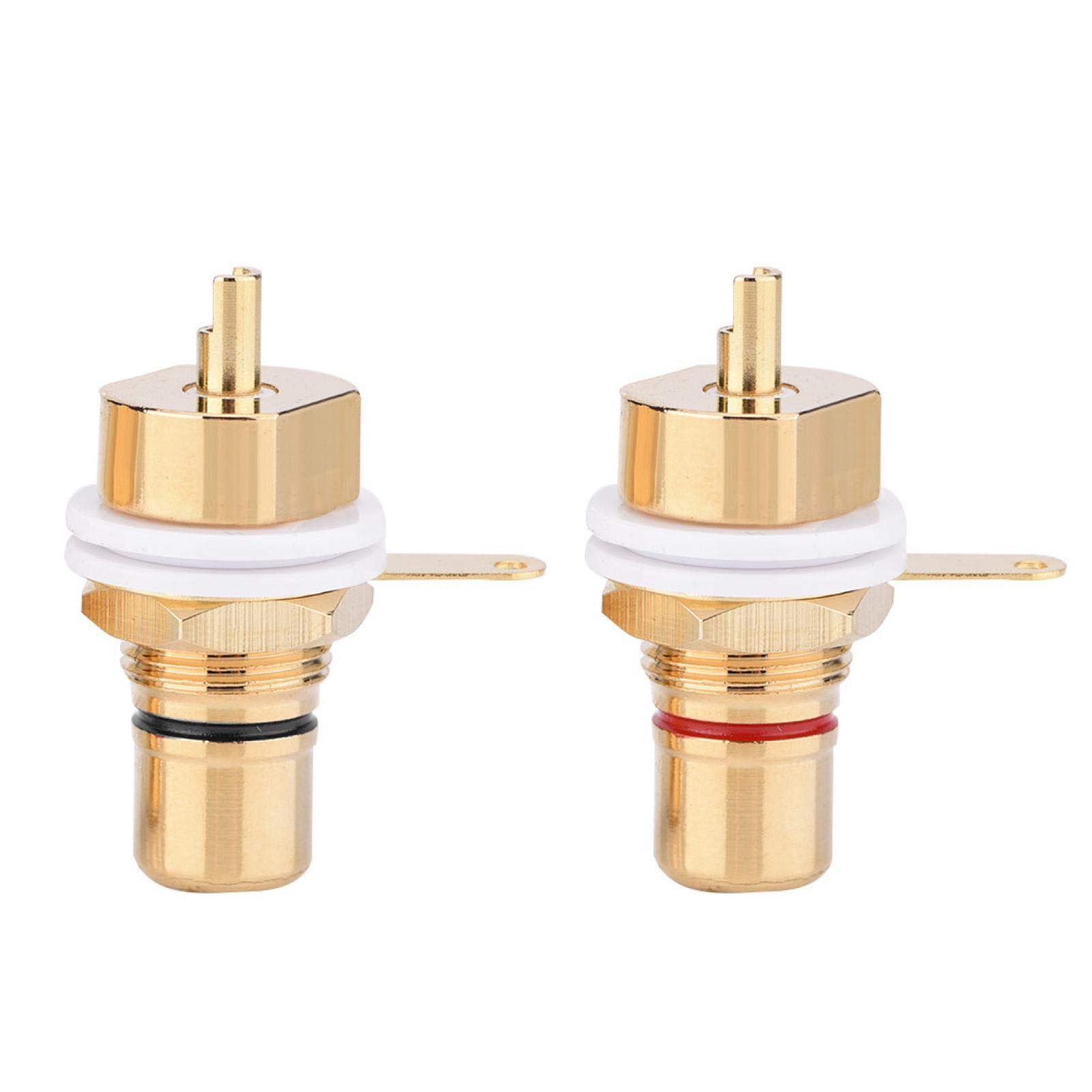 Socobeta Terminal 2 Pcs Connector Socket Gold Plated Copper Panel Mount Socket Connector