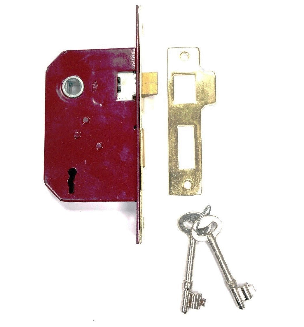 Merriway BH06056 Sashlock 3-Lever EB Plate Red Budget 63mm (2.1/2 Inch)