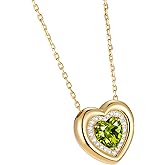 Kstyle Valentine's Day Gifts for Women - 14K Gold Filled 925 Sterling Silver Heart Birthstone Pendant Necklaces, Anniversary Birthday Jewelry Gifts for Wife Daughter Mom Grandma, Non Tarnish 16"+2"