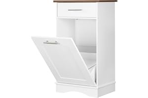 HOOBRO 10 Gallon Tilt Out Trash Cabinet, Kitchen Trash Can, Trash Bin Storage, with Flip Door and Large Drawer, Hidden Laundr