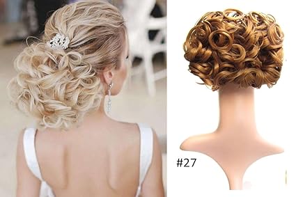 Amazon Com Short Curly Wavy Hair Wig Hair Bun Extension Clip