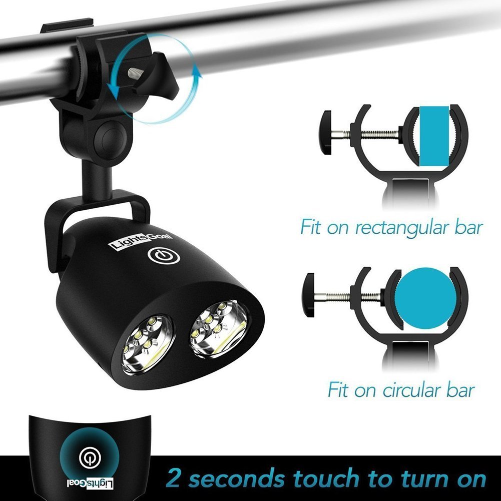 Grill Light, LightsGoal BBQ Lights for Grill, Outdoor LED Barbecue Lamp for Gas & Electric, 360° Rotation Battery Powered 3 Brightness Levels, Use for Summer Party Night Camping - Include Apron