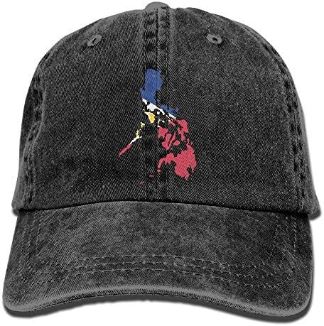 WE9SAW Filipino Map Philippines Flag Men's Or Women's Cotton Denim Fabric Outdoor Sports Hat Adjustable Jeans Baseball Hat