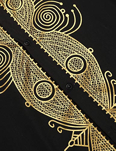 4 COOFANDY+African+Dashiki+Metallic+Mandarin