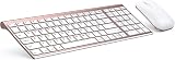 Seenda WGJP-031B Wireless Keyboard Mouse Set Rose Gold UK QWERTY