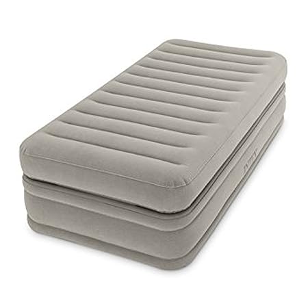 Intex Dura Beam Prime Comfort Matratze mit Fiber Tech Technologie, integrierter elektrischer Pumpe, PVC, grau, 99 x 191 x 51 