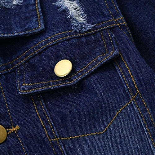 Kollmert Toddler Baby Girls Coat Hole Washed Denim Jeans Jackets Winter Warm Outwear (Dark Blue, 3T) - Thumbnail 6