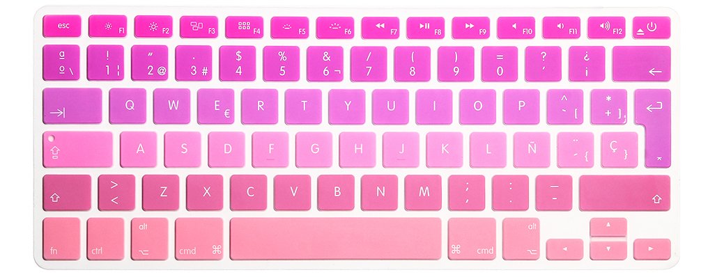 MMDW EU/UK Spanish Language Keyboard Cover for Macbook Pro 13 Inch,15 Inch (with or without Retina Display,2015 or Older Version) for Macbook Old Air 13 Inch European/ISO Silicone Skin-Ombre Rose