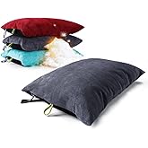 ZOOOBELIVES Down Filled Camping Pillow for Travel, Washable Soft Cover, Small Camp Cushion for Neck & Lumbar Support On-The-Go, Ultralight & Compressible for Hiking Backpacking - AlpliveS2046