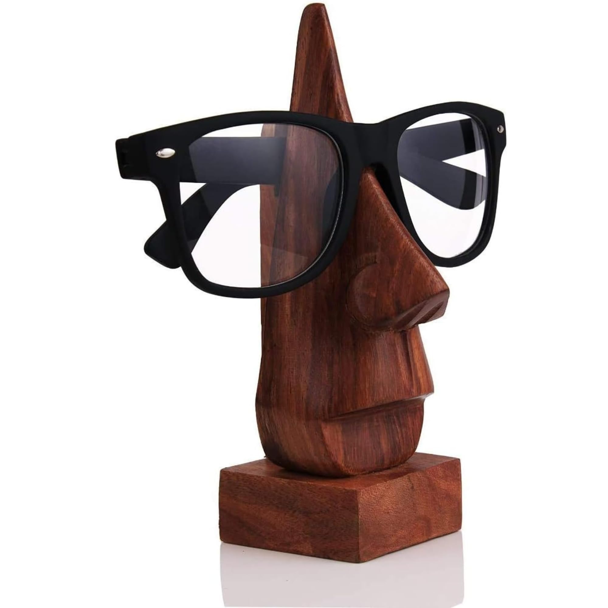 Handmade Nose Shaped Wooden Spectacle Holder Eye wear Retainer Holder Home Desk Decor 6 Inch Display Stand