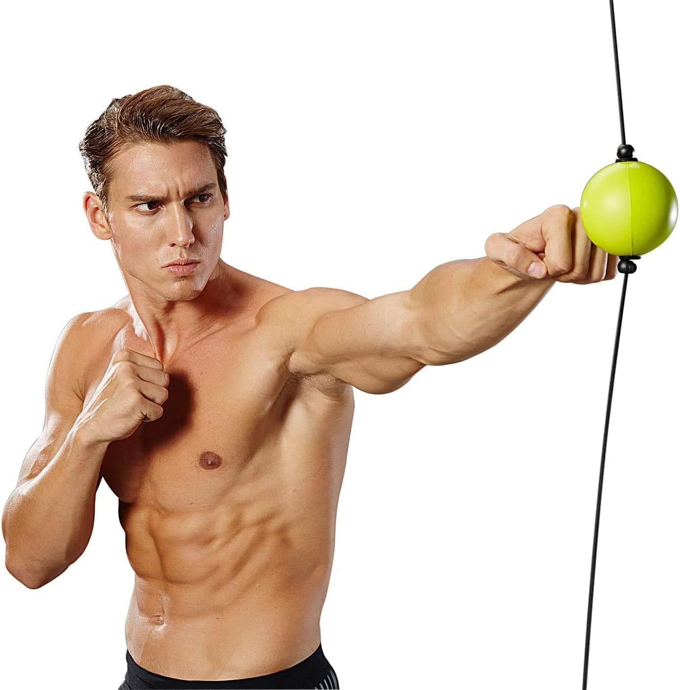 Feishibang Fight Ball Reflex Trainer for Reaction Boxing Speed Training,Safe Double end Punching Ball with Strong Vacuum Suckers,Black,S - Image 3