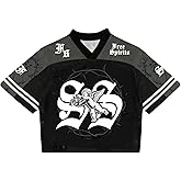 SOLY HUX Men's Y2k Jersey Shirts Number Graphic Tees V Neck Half Sleeve Baggy T Shirt Summer Tops Streetwear