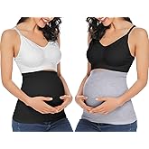 Rheane Belly Support for Pregnancy Maternity Belly Band (Black+Grey 3)