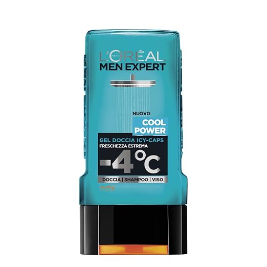 title=L'Oréal Paris Men Expert Cool Power Gel Doccia Uomo, Icy-Caps Freschezza Estrema