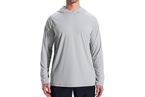 LOOGU Men's UPF 50+ Sun Protection Hoodie Shirt Long Sleeve Rash Guard SPF T-Shirts for Fishing Hiking