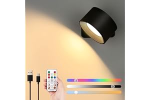 Lightess LED Wall Sconce 19 RGB Colors Dimmable, Rechargeable Wall Sconces Battery Operated Picture Light, Touch & Remote Control, 360° Rotate Magnetic Ball, Wall Light for Reading Bedside