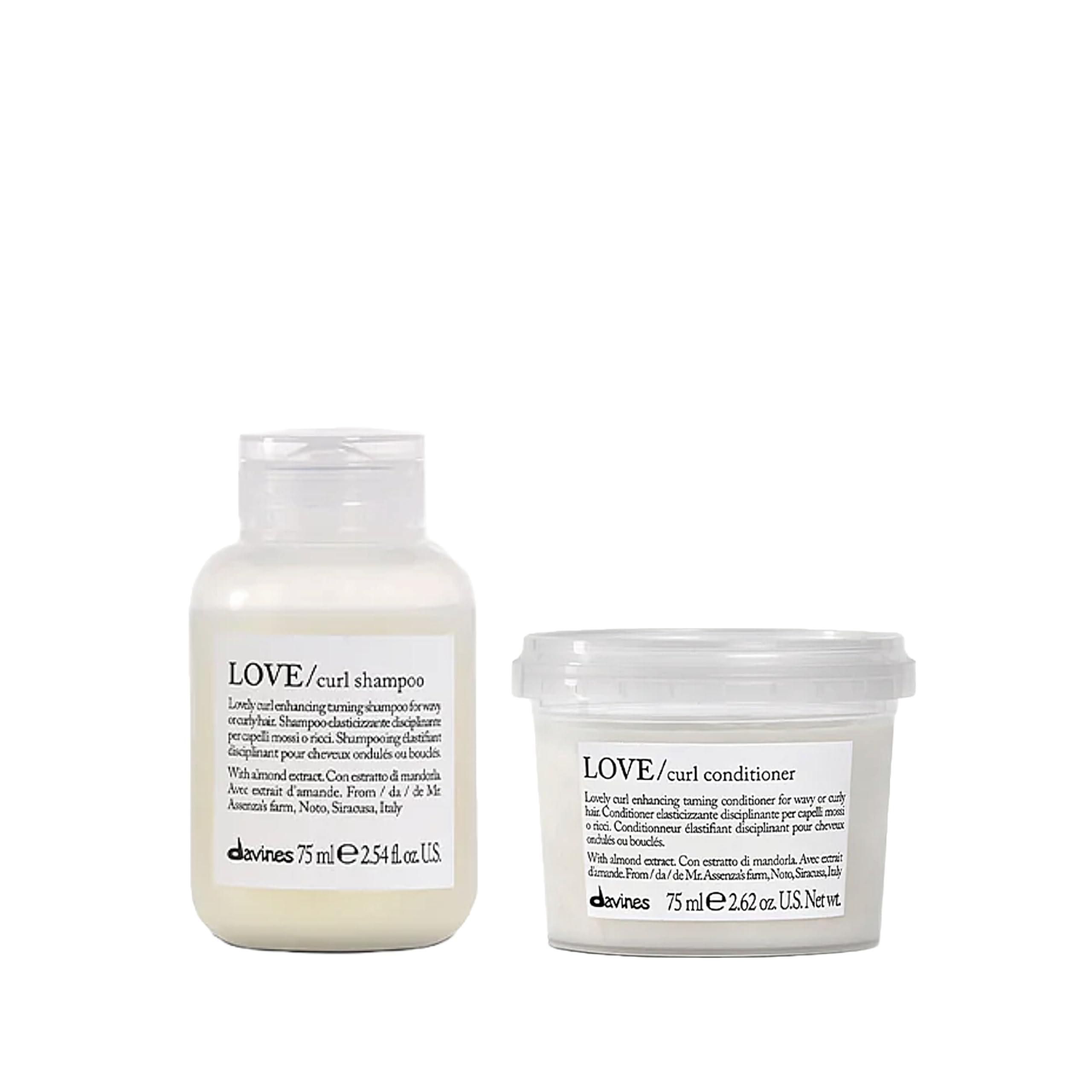 Davines LOVE Curl Shampoo | Wavy & Curly Hair Shampoo | Smooth and Moisturize Curls with Almond Extract