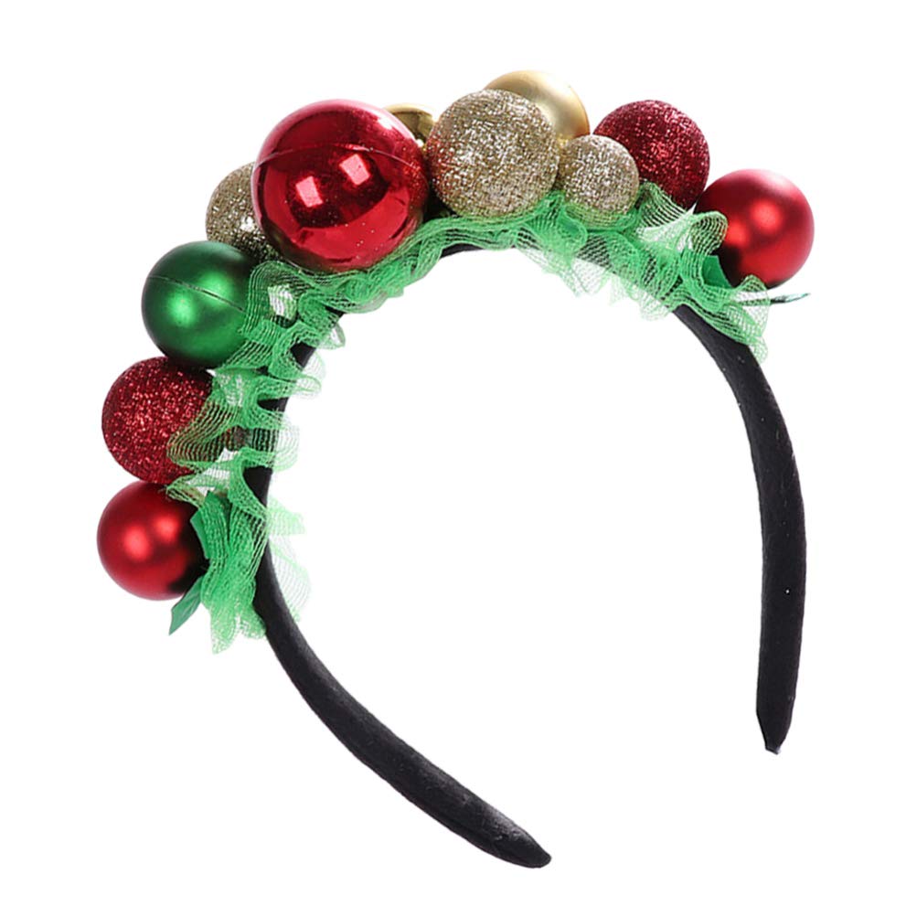 Amosfun Christmas Heabands Cute Glitter Xmas Ball Bell Headwear Hair Hoop Hairband for Kids Xmas Holiday Hair Accessories Party Favors