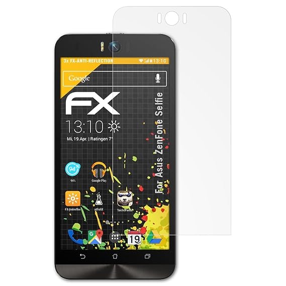 atFolix Panzerfolie kompatibel mit Asus ZenFone Selfie Schutzfolie, entspiegelnde und stoßdämpfende FX Folie (3X)