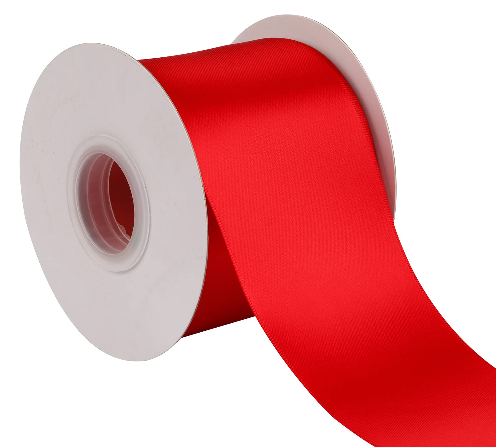 Joycrosso 75mm Double Faced Satin Ribbon 22 Meters-Roll Set for Chair Sash Gift Wrapping Party Favor Home Decoration Craft Supplies, Red
