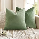 MIULEE Velvet Throw Pillow Covers 18x18 Inch, Pack of 2 - Sage Green, Soft Solid Decorative Pillow Covers Square Cushion Cases Farmhouse Modern Home Decor for Spring Couch Sofa Bedroom Living Room