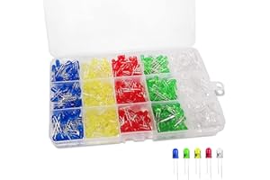 DaKuan 500 PCS (5 Colors x 100PCS) 5mm LED Light Emitting Diode Assorted Color Blue/Yellow/Red/Green/White Kit Box