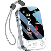 HAKINAKU Portable Carbon Monoxide Detectors [3-in-1] Mini Size CO Monitor with Kickstand & Lanyard Alarm [ CO Temperature Humidity Sensor ] for Outdoor Camping Travel RV Home Hotel (3IN1 Grey)