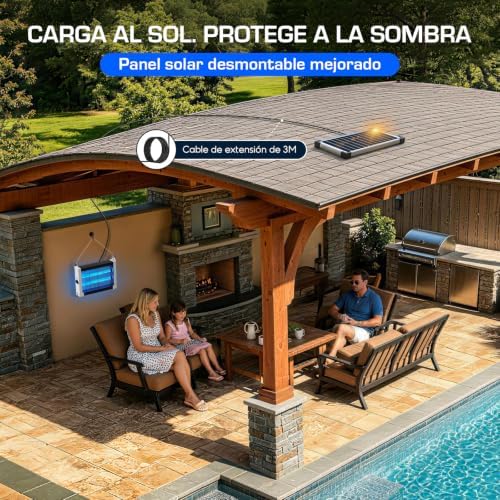 Lámpara Antimosquitos Solar Exterior, Mata Moscas IPX5 (Blanco)
