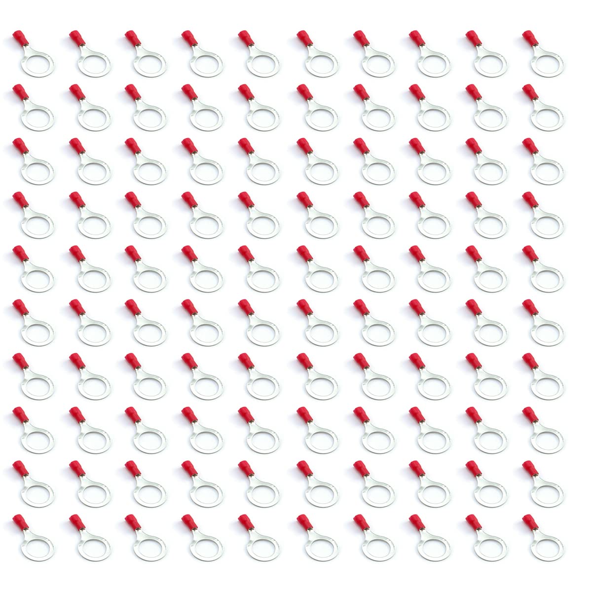 UMTMedia® 100 Pieces Red 13mm Insulated Crimp Ring Electrical Connector Terminal Connectors