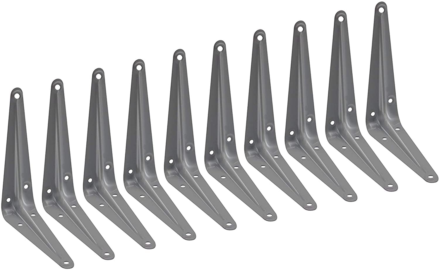 TERF® London Shelf Bracket Grey 125mm X 100mm (5 X 4 inch) Wall Mounted Shelving Support Corner Brackets Book Shelf Bracket Floating Shelve Bracket and Multi Purpose Use - Pack of 10
