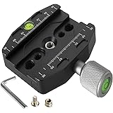 Regetek Aluminium 2.75''/70mm Arca Swiss Quick Release Clamp, Arca QR Clamp 3/8-inch with 1/4-inch Screw and Bubble Level, Ad