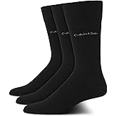 Calvin Klein Mens Dress Socks - 3 Pack Breathable Cotton Blend Patterned Crew Socks for Work, Business, and Formal Wear