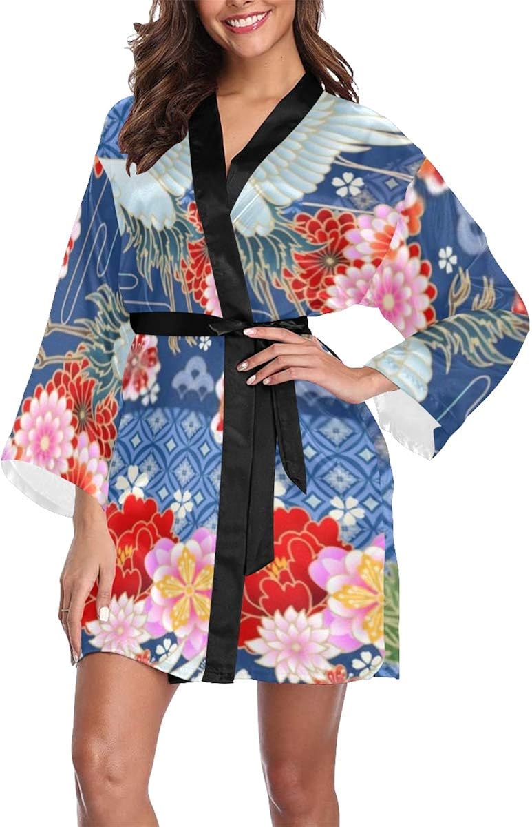 LWZY Robe Spring Japan Classic Floral Kimono Robes Kimonos for Women